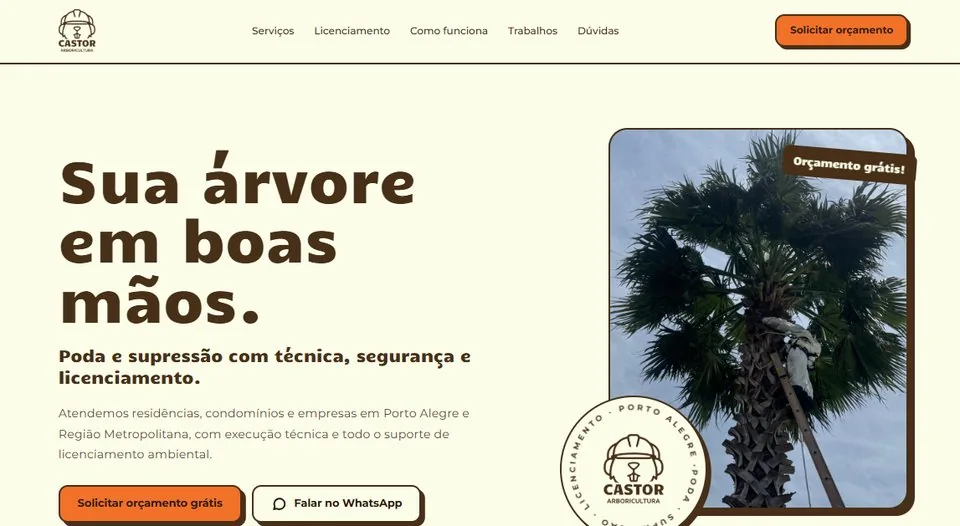 Print do site Castor Arboricultura